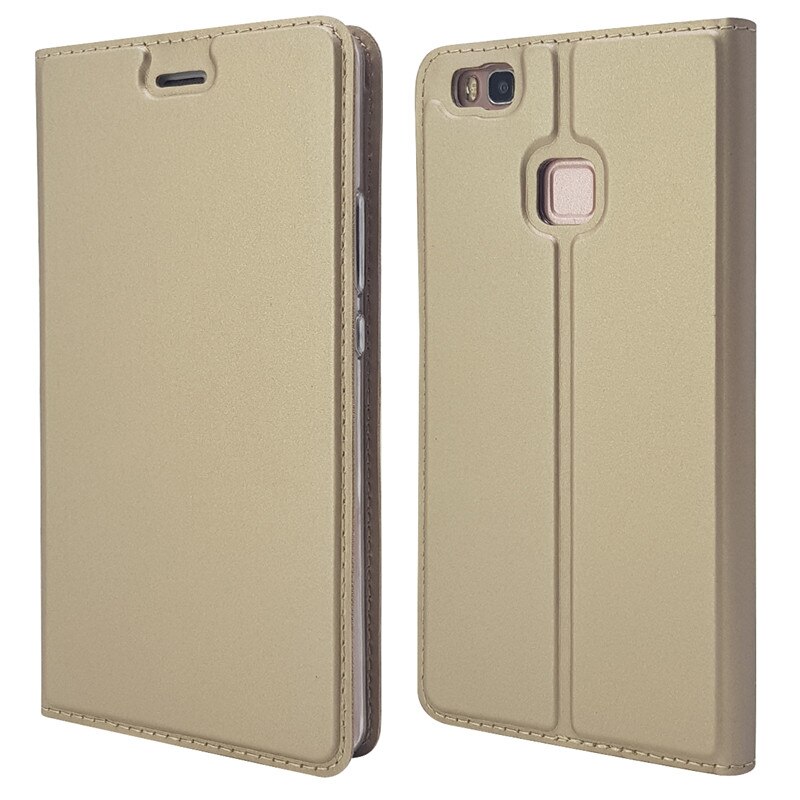 P9 Lite Leather Case on for Fundas Huawei P9 Lite Case for Coque Huawei P 9 lite Cover Magnet Flip Wallet Phone Cases Women Men: Gold