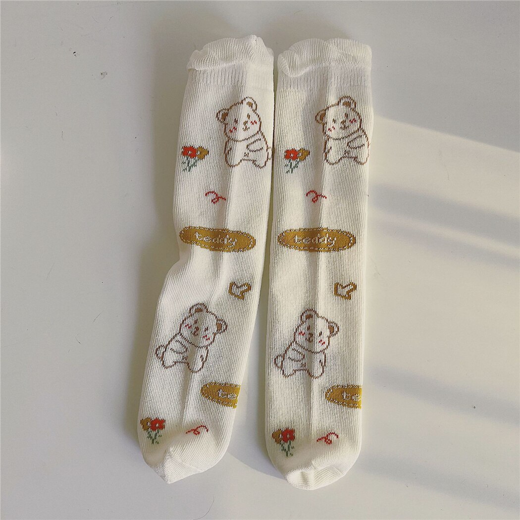 Baby Jongen En Meisjes Cartoon Beer Sokken Zachte Ademende Baby Kids Knie Hoge Lange Sokken Voor Peuter Booties Sokken Kinderen meias: C