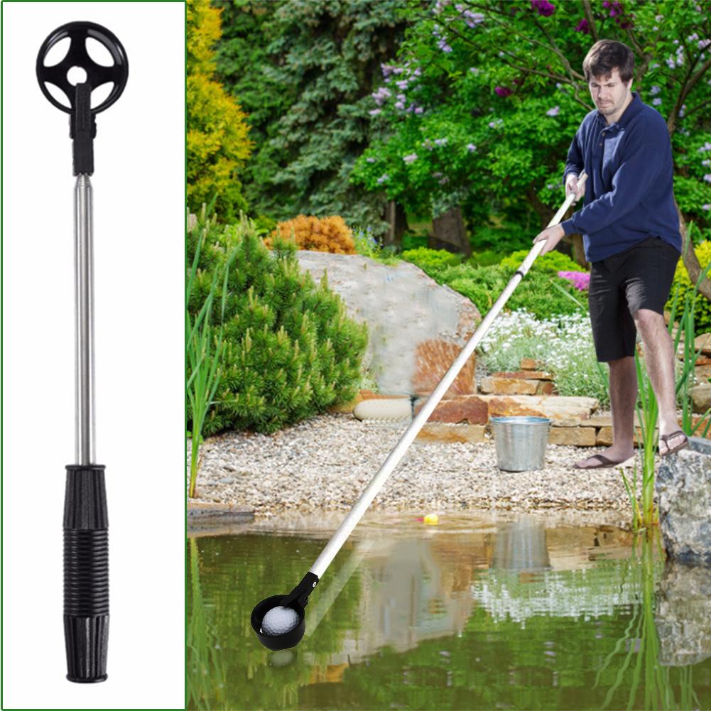 Golf Ball Picker With Automatic Locking Spoon Cup Golf Ball Picker Stainless Steel Retractable Ball Retriever Sucker Tool