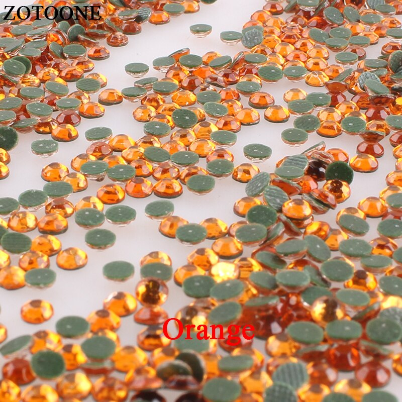 Zotoone Oranje Hotfix Resin Nail Steentjes Applique Plaksteen Voor Kleding Ambachten Stof Strass Kristal Decoratie