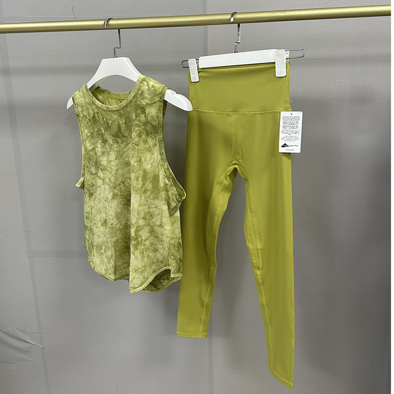 Conjunto de Yoga sin costuras para mujer, ropa deportiva para gimnasio, trajes de Yoga, conjunto de camisa de Fitness, chándales, Leggings, camiseta, traje deportivo, 2 piezas: S / Verde hierba