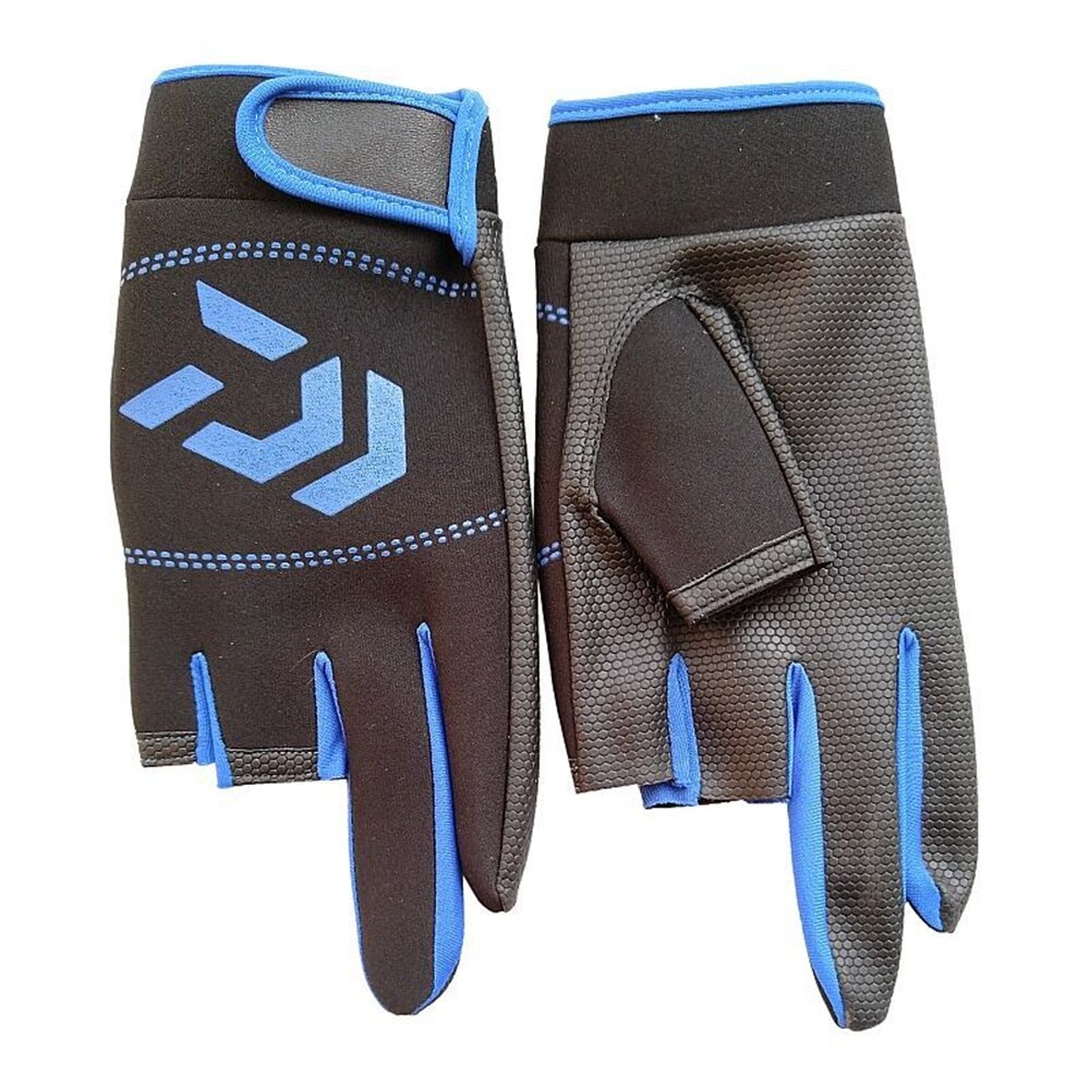 3 Vingers Cut Outdoor Sport Wandelen Handschoenen Winter Warm Vissen Handschoenen Katoen Waterdicht Anti-Slip Duurzaam Vissen Handschoenen: Blauw