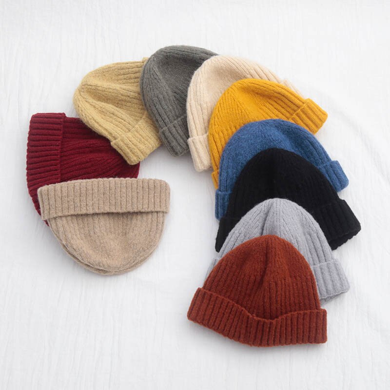 Mode Mannen Beanie Winter Gebreide Muts Jongen Skullcap Sailor Cap Manchetten Retro Navy Korte Hoed Effen Kleur Unisex herfst Warm Cap