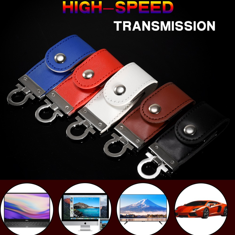 Leather keychain usb 3.0- flash drive 128 gb 32 gb 64 gb high-speed metal memory stick pen drives 16 gb red pendrive 8 gb usb 3.0- hard drive