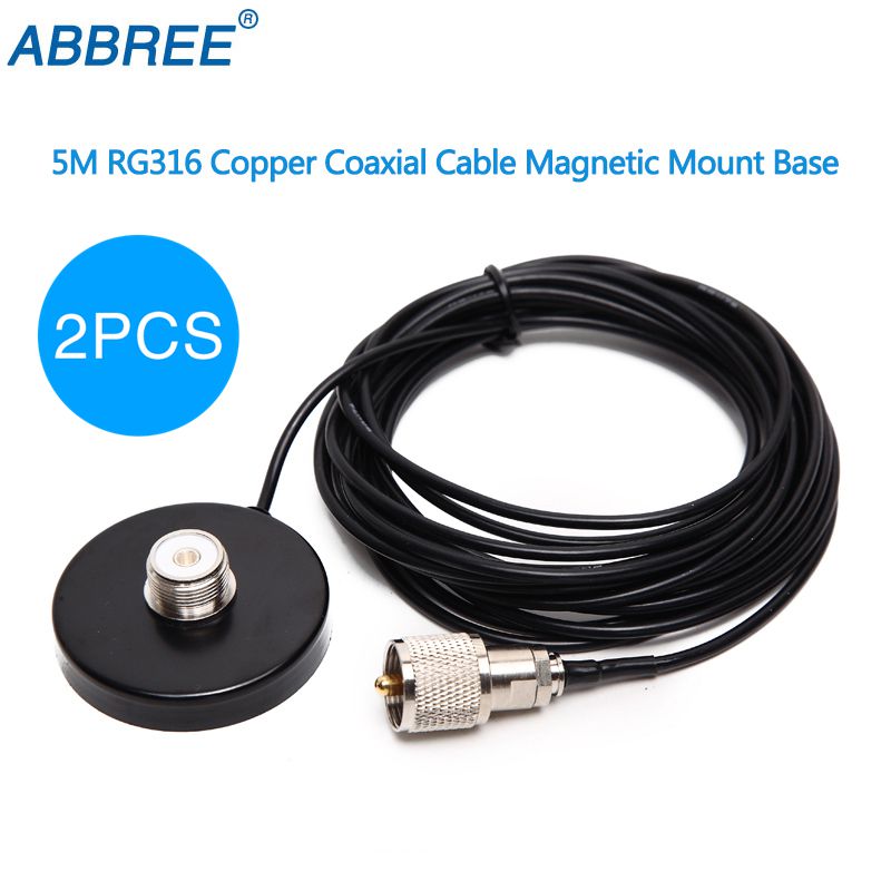 2 Stuks Magneet Antenne Mount 5M Voedingskabel Voor Mobiele Mobiele Walkie Talkie 5.5 Cm Diameter Connector PL259 Magnetische antenne Base
