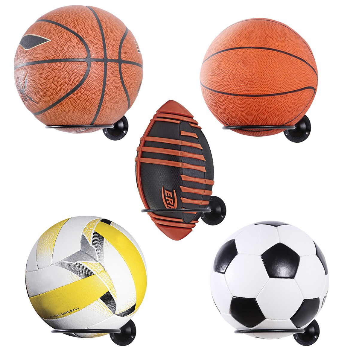 2 stk boldholdere viser stativbeslag til basketball fodbold fodbold volleyballbold vægmonteret kugleholder skruebeslag
