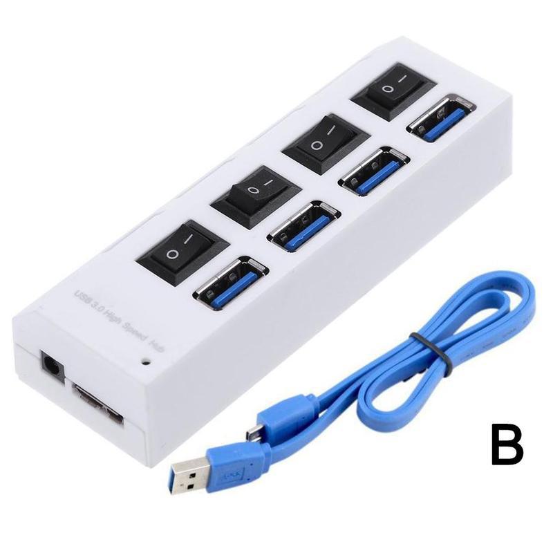 Usb 3.0 Hub 4 Port Usb Splitter Met Schakelaar 3 Meerdere Expander Gebruik Power Adapter 2.0 USB3 Hub Voor Pc: B