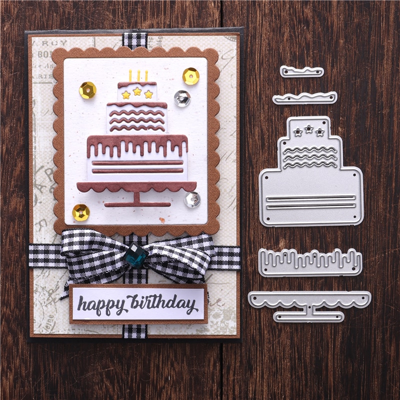 YaMinSanNiO Kuchen Stirbt Glücklich Geburtstag Metall Schneiden Stirbt Scrapbooking Dekorative Präge bilden Handwerk Schablone Stanzen Vorlagen
