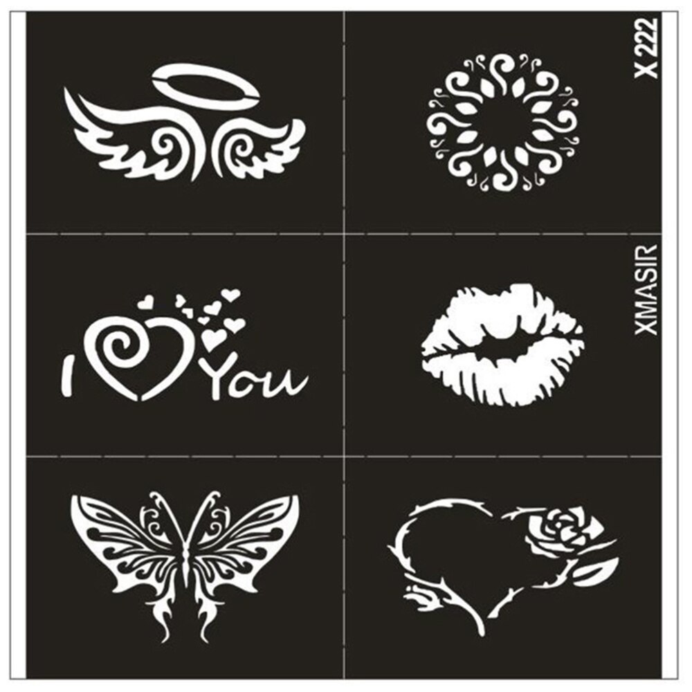2 hojas de plantillas, tarjetas de tatuaje de , moldes de pintura, plantillas de tatuajes para tienda, hogar