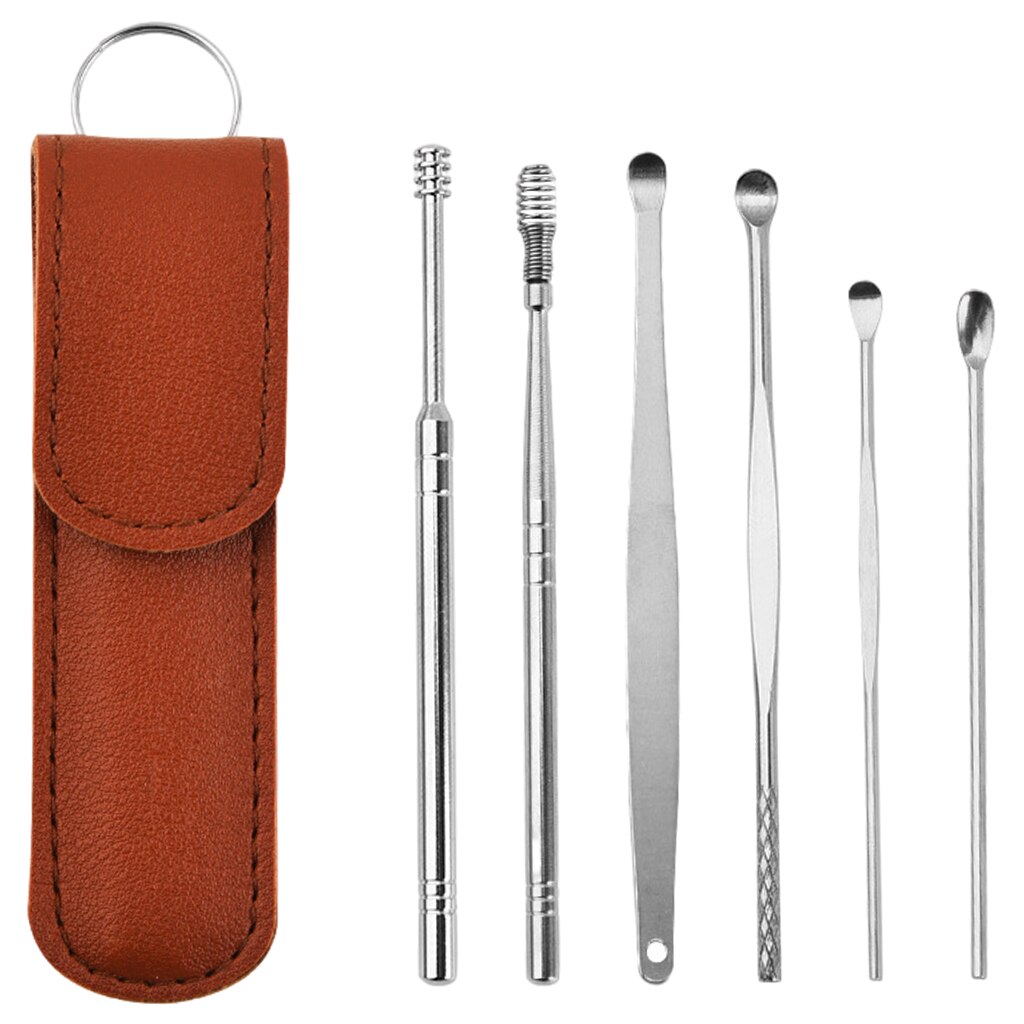 6 Piece Ear Cleaner Tool Stainless Steel Ear Wax Removal Kit Ear Cleaning Spoon Set Ears Tool Ear Pick Tool with Storage Box: Option 5