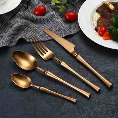 Matte Black Cutlery Set for 304 Stainless Steel Dinnerware Set Fork Knife Scoops Silverware Set Home Western Tableware Set: 4 Rose gold 4pcs