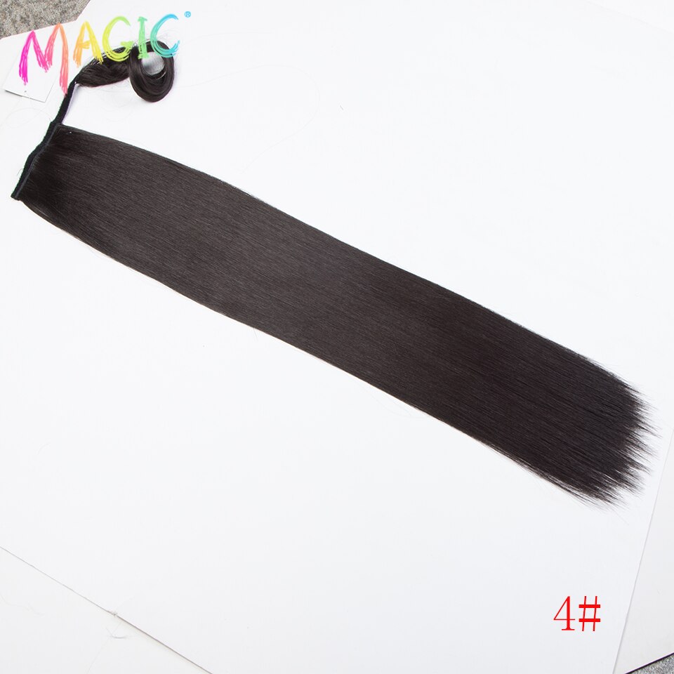 Magic Synthetische Lange Rechte Paardenstaart Haar 32 Inch Wrap Around Clip In Paardenstaart Haar Hittebestendige Staart Synthetische Extensions: 4