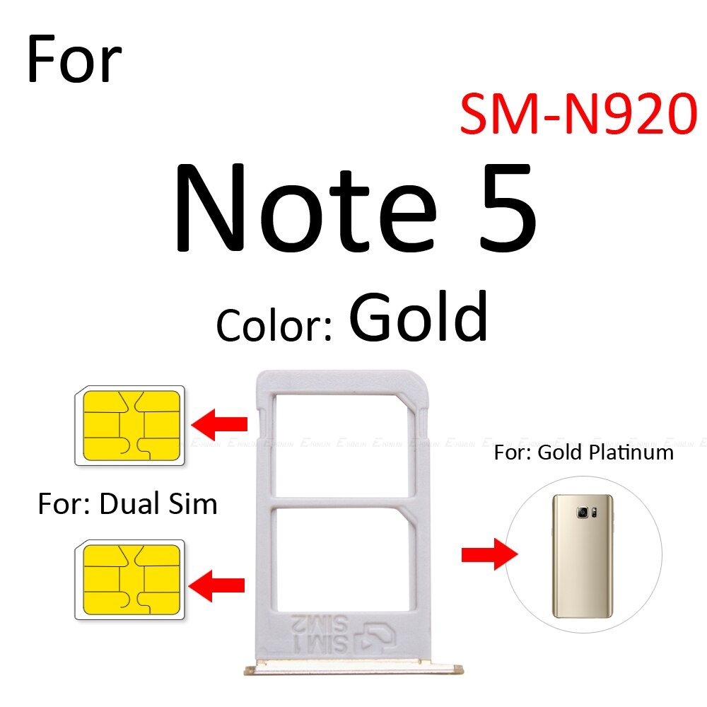 Sim-kort socket slot bakke læser holder stik micro sd adapter beholder til samsung galaxy note 5 n920 reservedele: Note 5 dobbelt guld