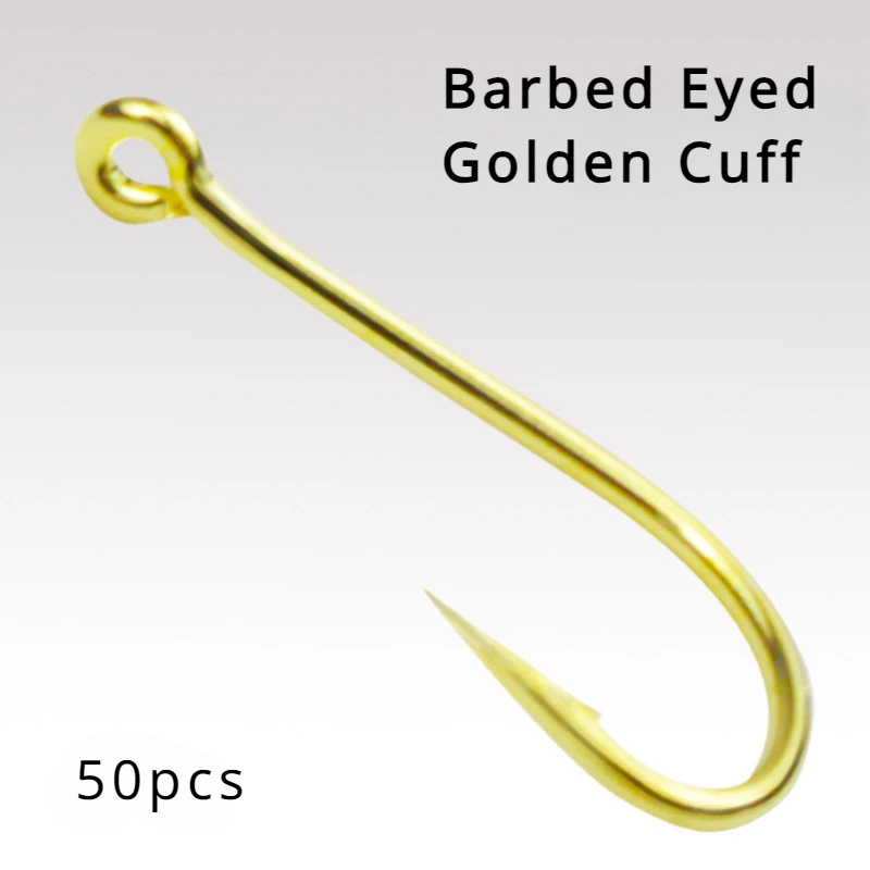 50 anzuelos de pesca pequeños 1 # -10 # Anzuelo con ojos circulares de púas, anzuelos dorados pequeños, anzuelos para puños de carpa, aparejos de pesca equipamentos
