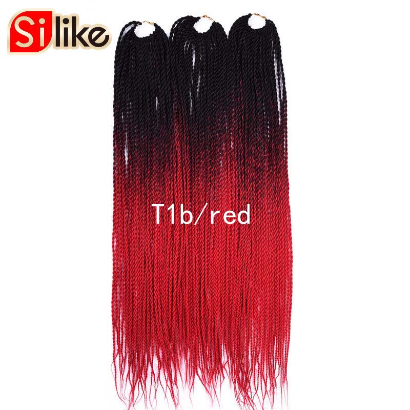Silike 24 inch Ombre Senegalese Twist Hair Crochet Braids 30 Roots Pre-looped Synthetic Crotchet Braiding Hair for Women: P1B/30