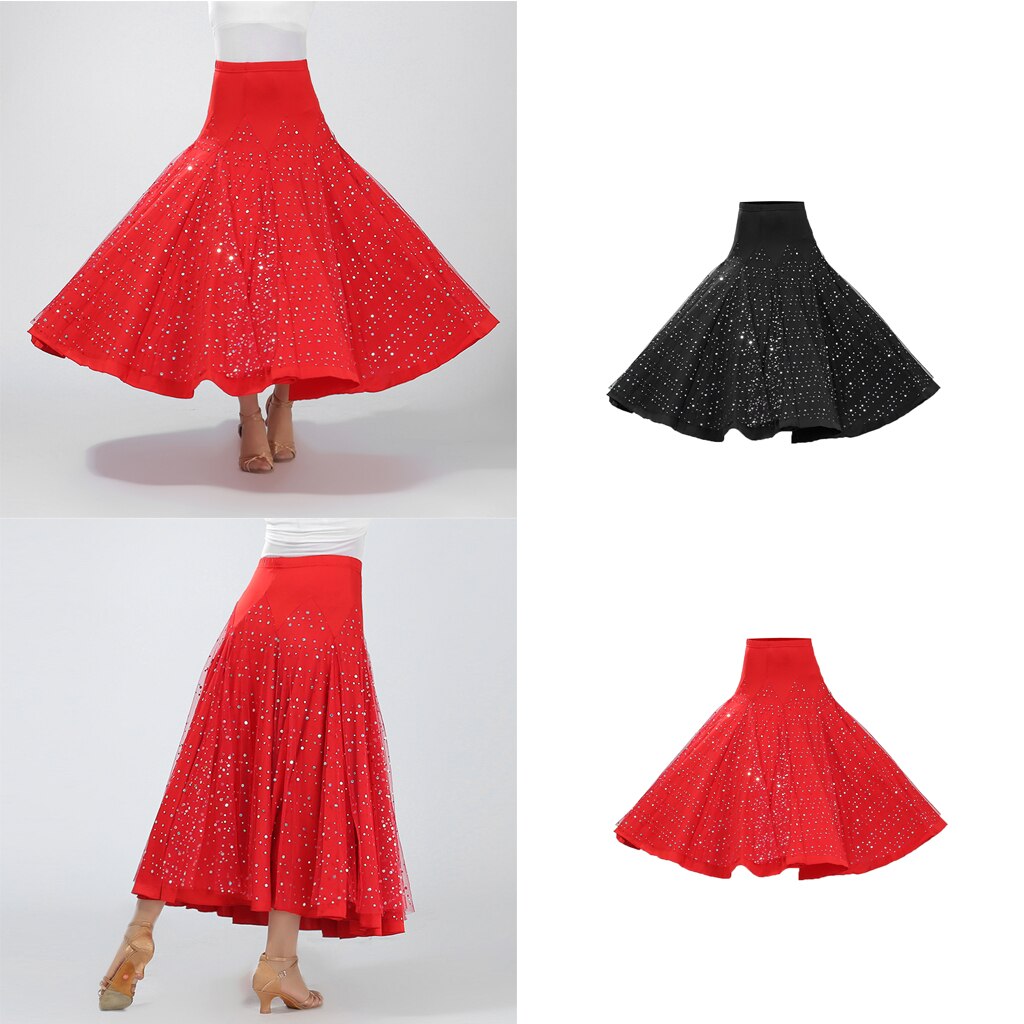 Gonna lunga da valzer con paillettes Costume moderno Standard Flamenco da ballo