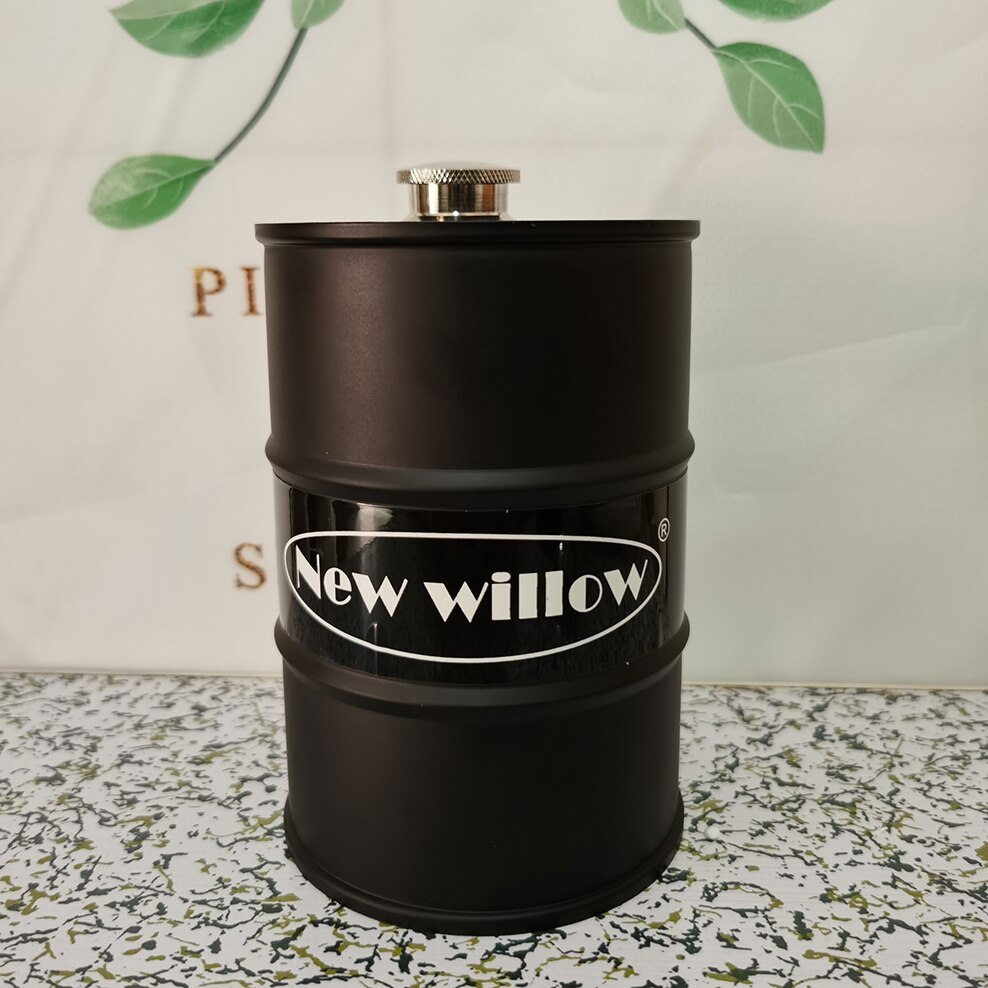 Kleine Kolf 24 Ounce Verdikte 304 Rvs Heupfles Olie Drum Vorm Body Draagbare Outdoor Wijn Fles Olie Vat jug: black