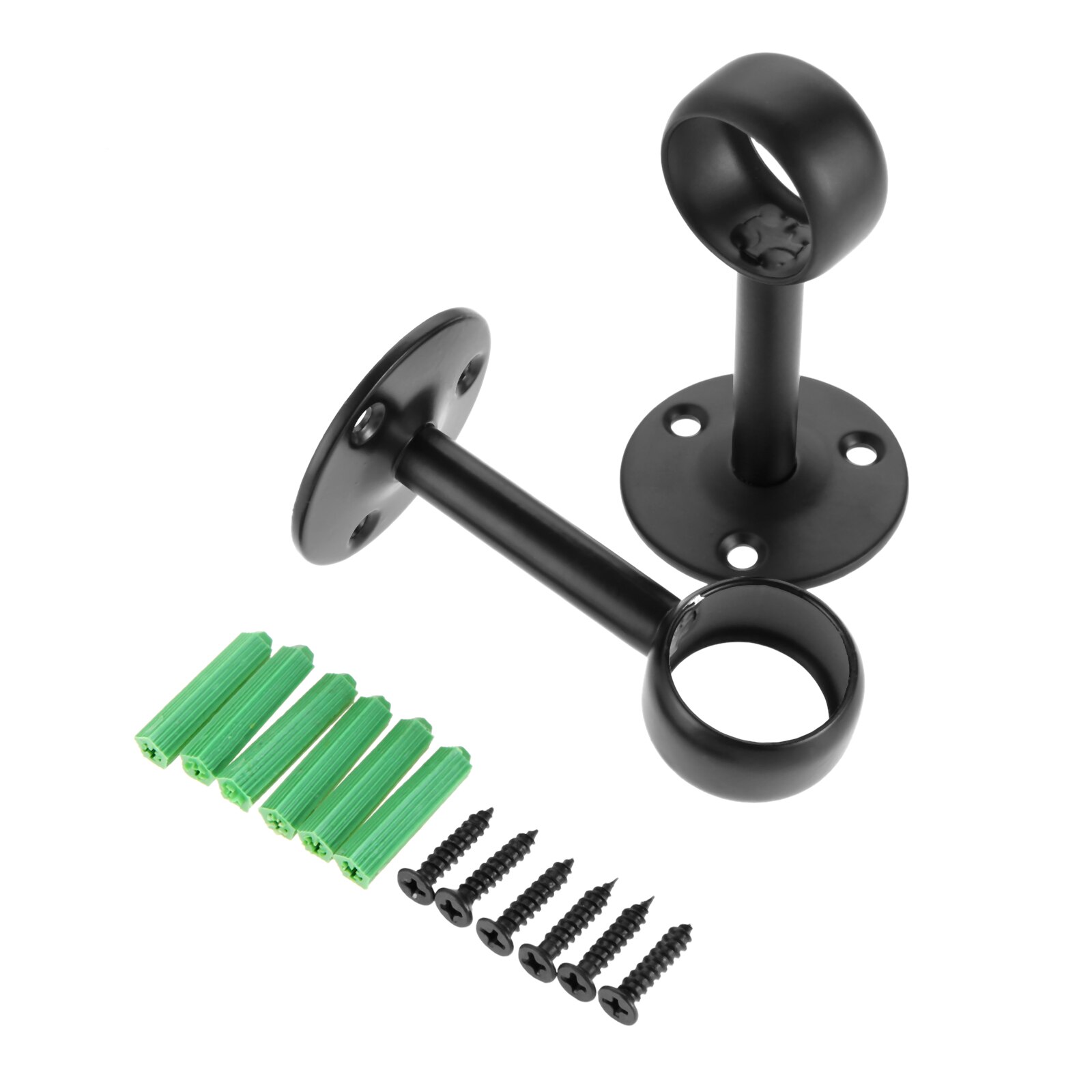 2Pcs Flange Rod Holders Curtain Rod Ceiling-Mount Bracket Stainless Steel Flange Rod Holder Closet Pole End Supports Socket: WHITE