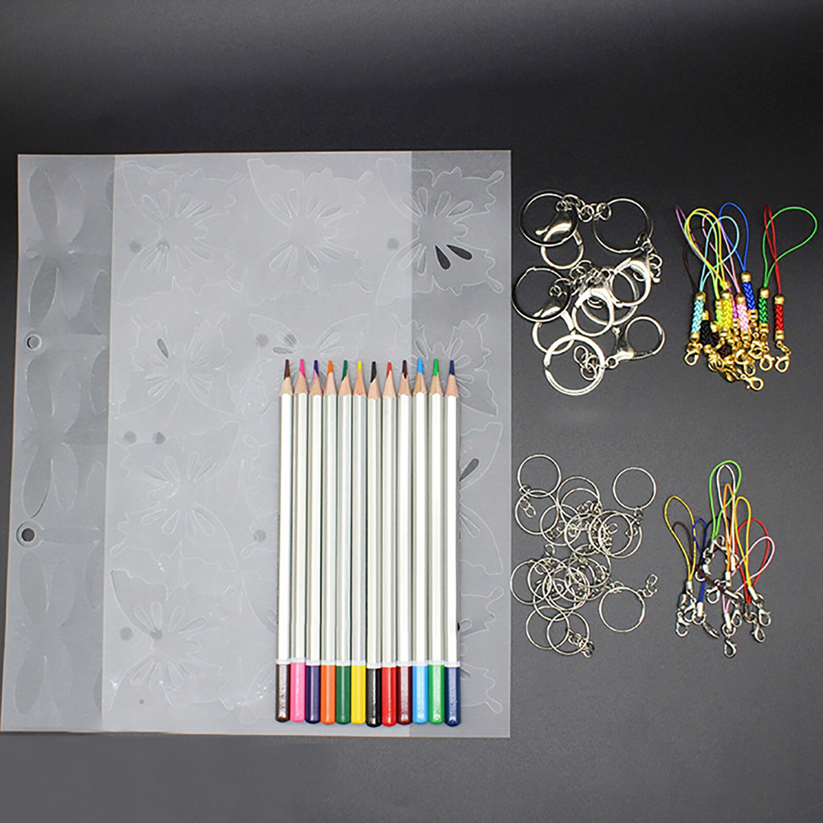 1 Set Shrinky Art Paper Heat Shrink Sheet Plastic Kit Hole Punch Keychains Pencils DIY Color Lead Manual Heat Shrink Film Tool