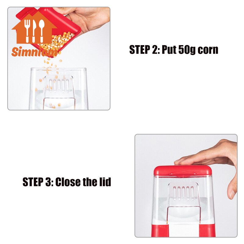 1200W Electric Corn Popcorn Maker Household Automatic Mini Air Popcorn Making Machine DIY Corn Popper Children