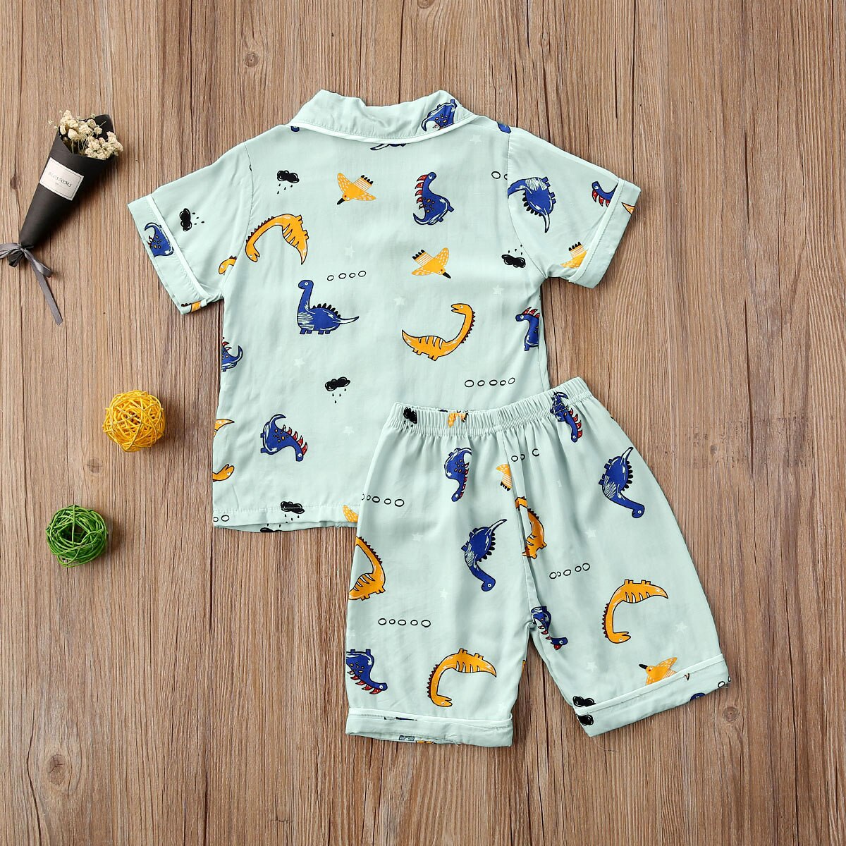 Aa Zomer Kids Jongens Pyjama Set Dinosaurus Print Korte Mouw Tops Shirt Shorts Nachtkleding Nachtkleding Katoenen Kleding Pak