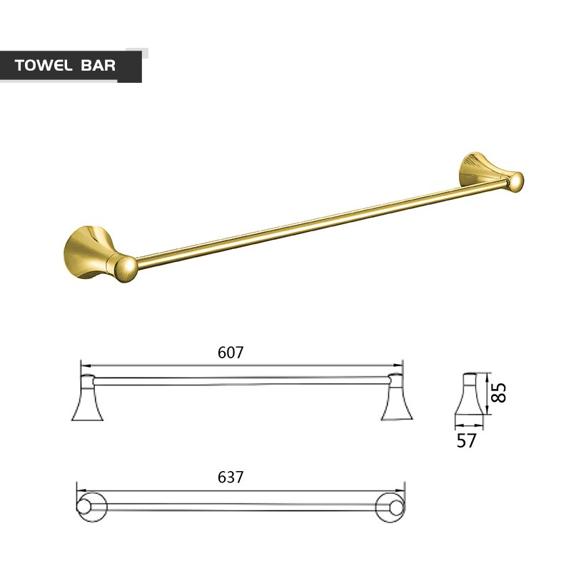 Bathroom Accessories Paper Holder Soap Shelf Towel Rack Toilet Brush Holder Towel Holder Hooks Brass Gold Bathroom Hardware Set: Single Towel Bar