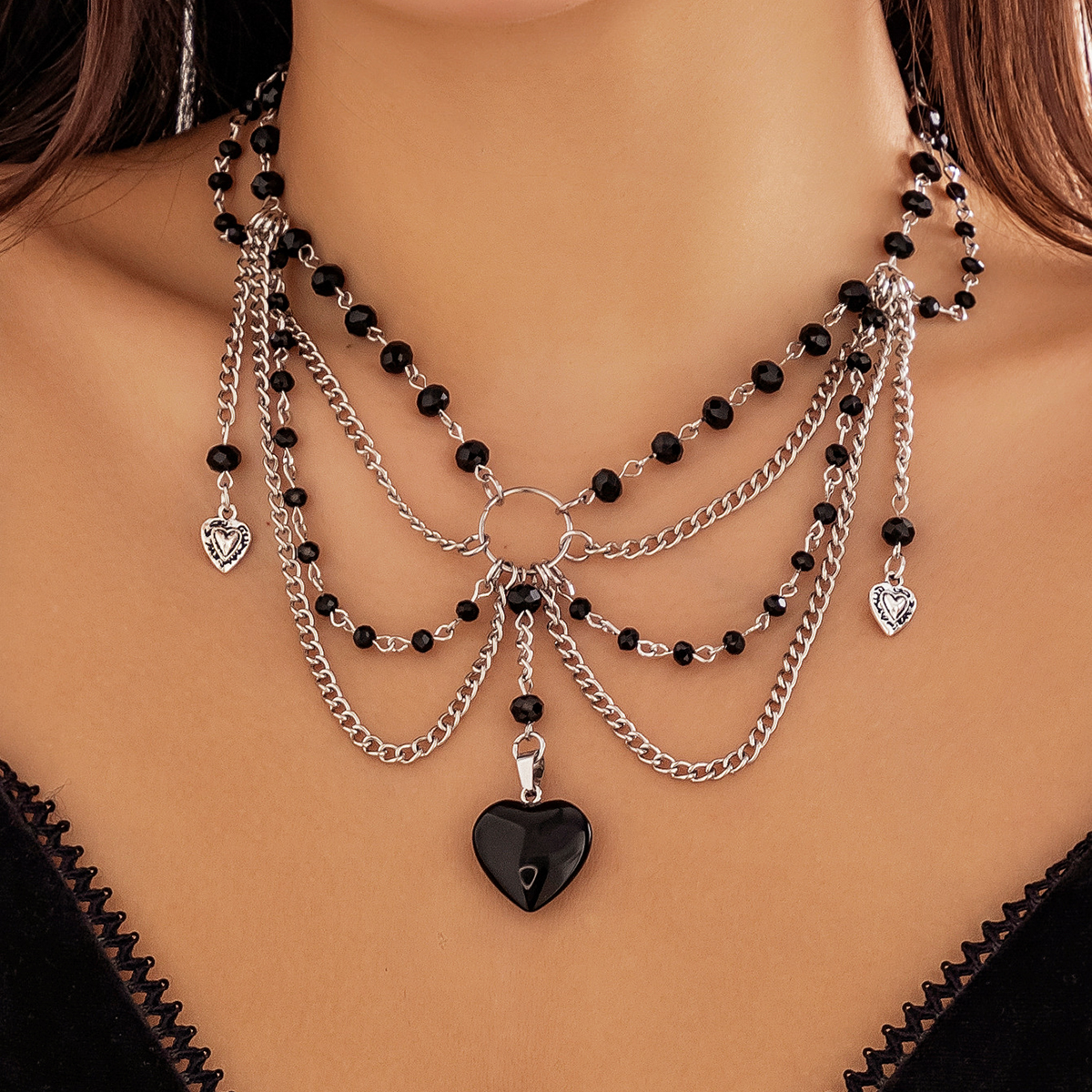 PuRui Goth Kristalli Sydän Riipus Choker Kaulakoru Punk Naiset Juhlat Korut