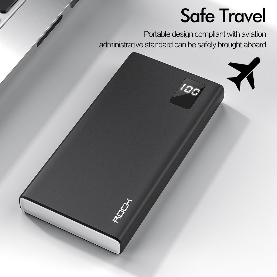 ROCK 10000mAh Power Bank Voor iPhone Samsung Huawei Type C Powerbank Draagbare Externe Batterij Snel Opladen Lader Poverbank