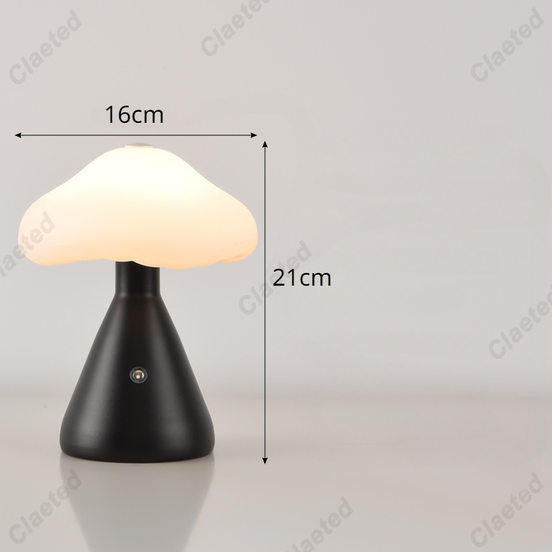 LED Pilz Nachtlicht Aufladen berühren-Schalter Nachttisch Lampe Schlafzimmer Kinderzimmer Schlaf Nacht lampe Raum dekoration: Schwarz