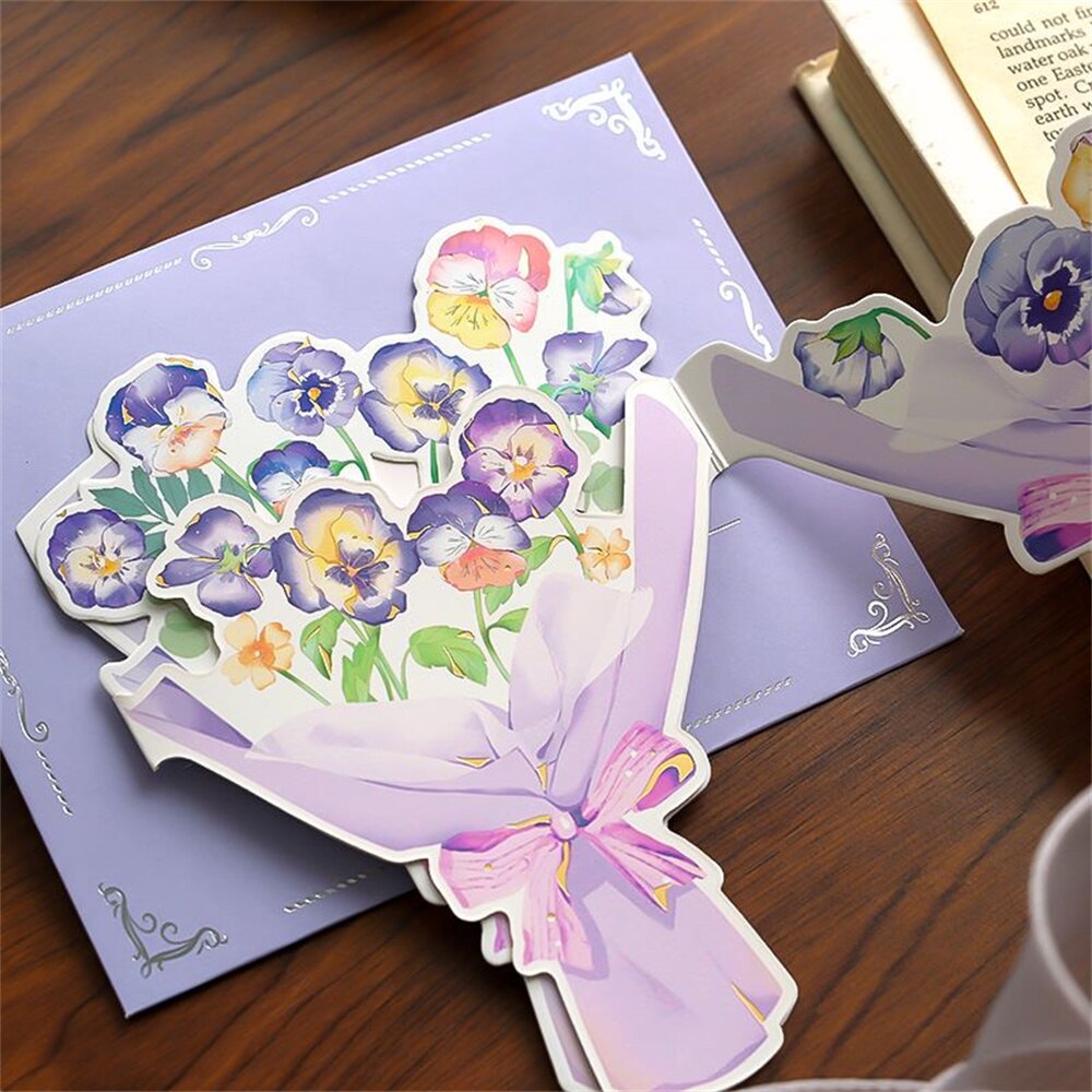 Kawaii Envelope with Folded Greeting Card Stationery Set Wedding Envelope Invitation Romantic Collage Decoration Material: D