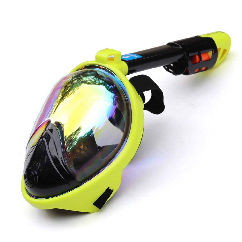 Full Face Diving Mask Anti-fog Snorkeling Mask Underwater Scuba Spearfishing Mask Children/Adult Glasses Training Dive Equipment: Plated-Lemon / S/M