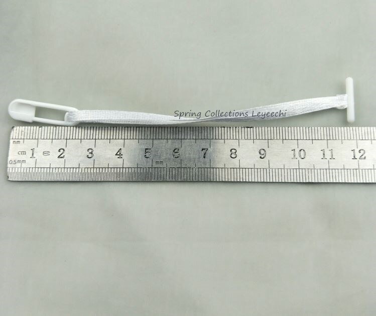 Blanco/Negro/gris 100 piezas Etiqueta de cinta de seda sello de ropa etiquetas colgar cuerda de plástico broche de cierre accesorios de sujeción de gancho