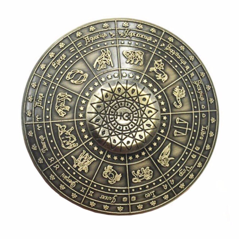 Retro Bronze Metal twelve constellations flying saucer fidget spinner Lasting rotation Low noise High Speed Fine craft hand