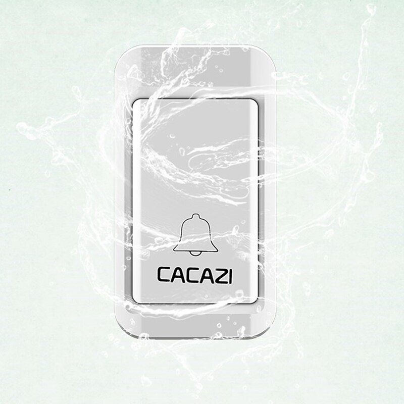 Cacazi selvdrevet vandtæt trådløs dørklokke led-lys uden batteri hjem trådløs klokke 1 knap 1 modtager (eu-stik)