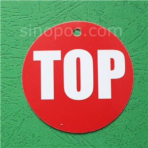 7cm Ronde Aankomst Teken, kleding hanger top selling ticket prijs hang tag gedrukt POP swing label promotionele papieren kaart: TOP