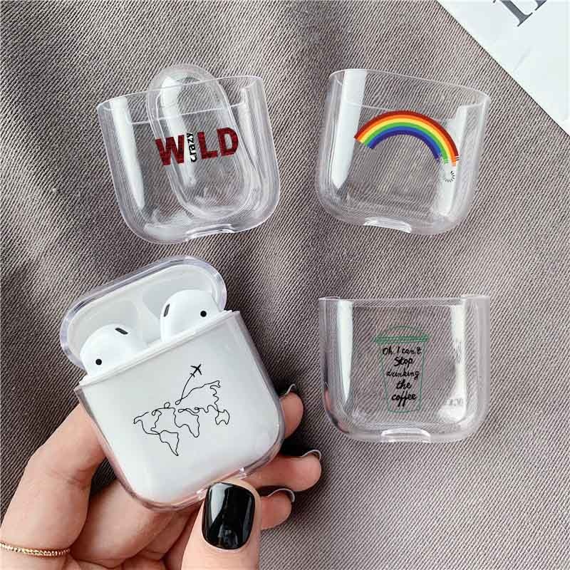 LAUGH LIFE Soft Earphone Case For Apple Airpods Case Cover Cute Map Trip Transparent Clear Luxury Earphone Case For Airpods Case