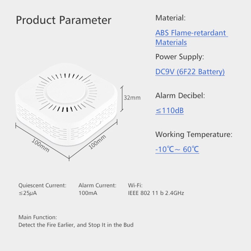 1/2/3/4/5PCS Tuya Smart Home Portable Smoke Detector Home Safe Security Wifi Smoke Detectors Fire Protection Smoke Alarm Sensor