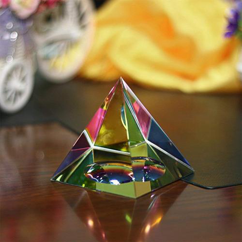 100mm Crystal Pyramid Processing quad prism pyramid five roof prism optical glass lens Iridescent Suncatchers Prism Rainbow