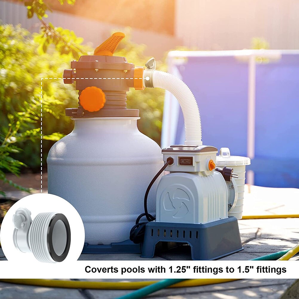 Válvula de émbolo para Cubiertas de piscinas INTEX, adaptador de conversión de manguera de abrazadera de 1,25 &quot;a 1,5&quot;, 2 piezas