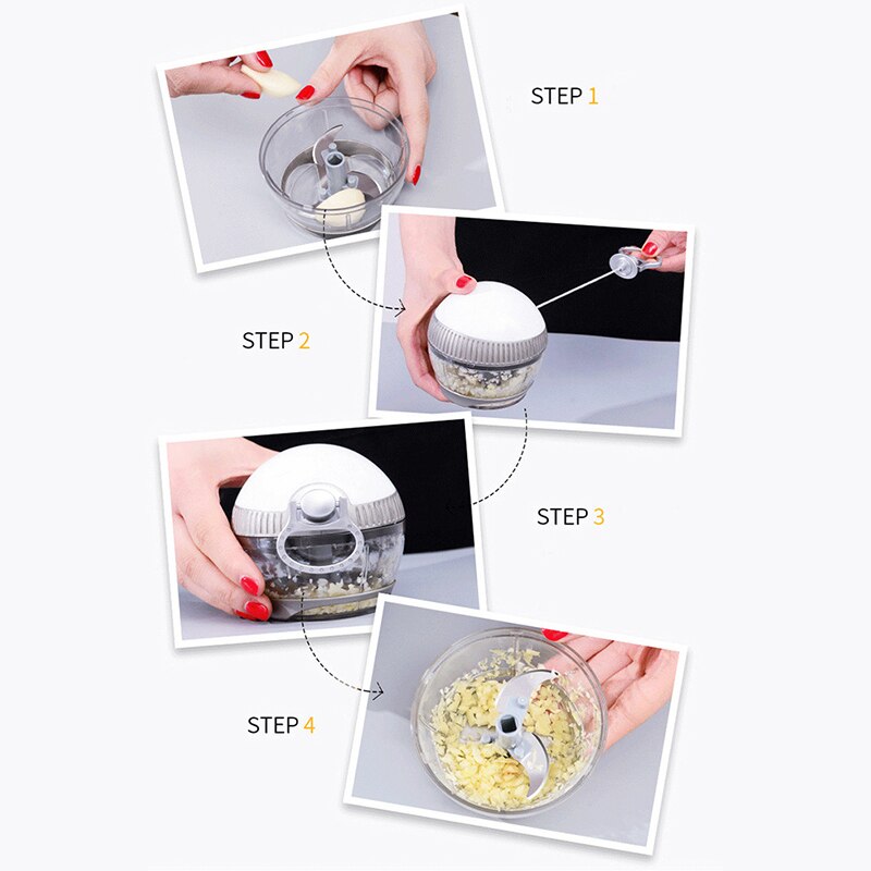 Hand Held Mixer Slicer Mincer Pull Garlic Fruit Manual Food Processor Chopper