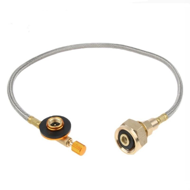 Newly Outdoor Camping Gas Stove Propane Refill Adapter Burner LPG Flat Cylinder tank Coupler Container Adapter Metal Tube: Hose