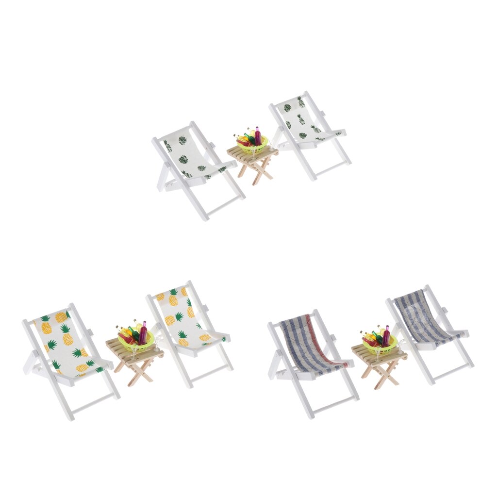 1/6 Houten Meubilair Model En Accessoires, Vouwen Strand Stoel Tafel Drinks Set - 3 Stijlen Voor Kiezen