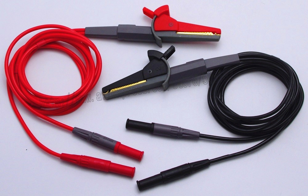 LCR Meter Tester 4 Wire Test Leads Lead Terminal Kelvin Clip Alligator with Banana Plug