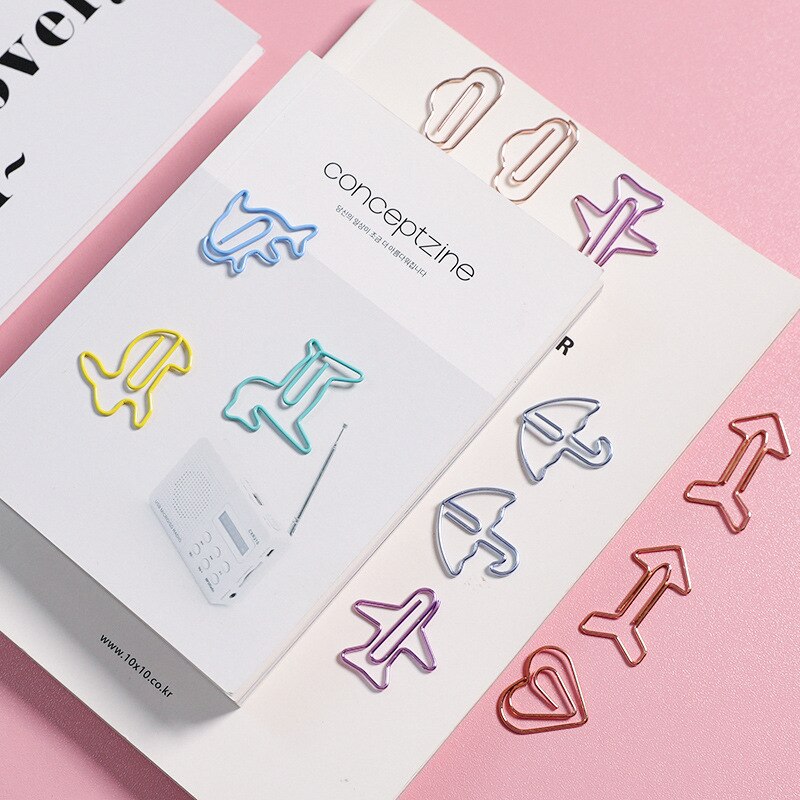 12pcs/lot Cartoon Shape Mini Paper Clips Bookmark Kawaii Stationery Binder Clips Photos Tickets Notes Paper Clip Stationery