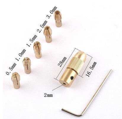 7pcs/set Mini DIY electric drill chuck collet Small Motor copper collet: 2mm