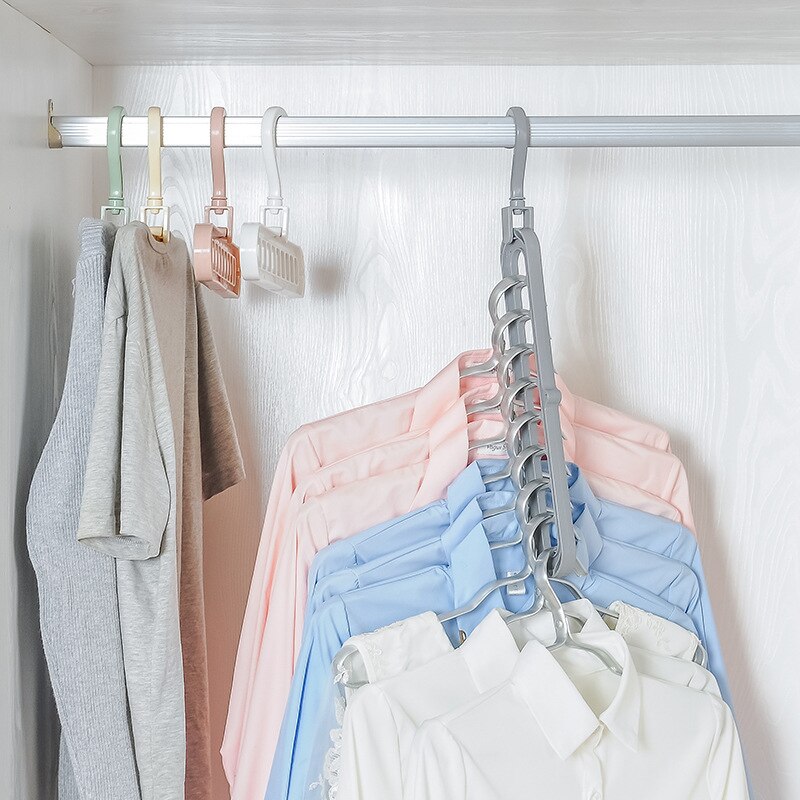 Porte-vêtements multifonction porte-vêtements en plastique rotatif 9 trous porte-manteaux crochet garde-robe Rack de stockage pour manteau