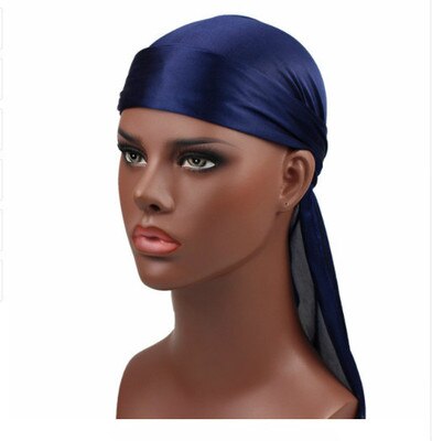 Enveloppe de tête en satin style hip hop, Durag pour homme, accessoire de type turban pour cheveux, couleur unie, aspect bandana: D