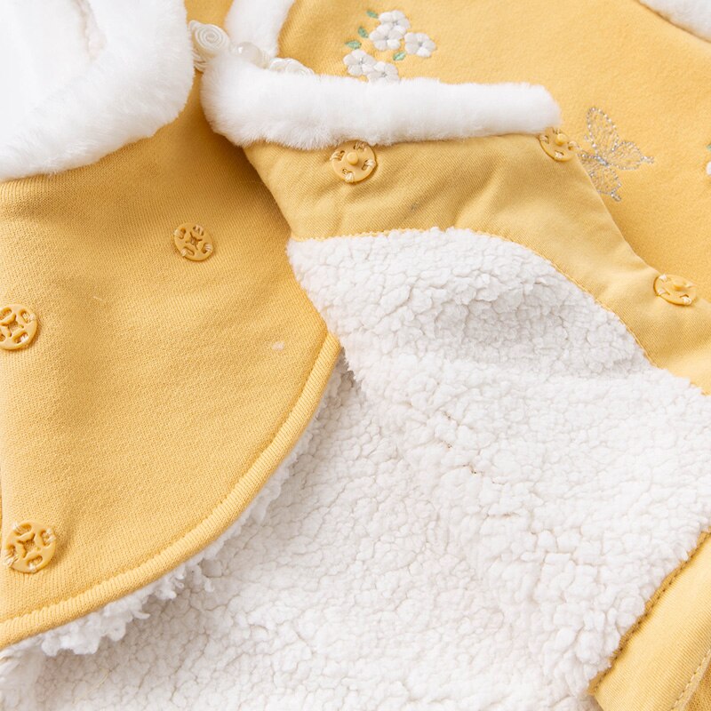 DBJ15558 Dave Bella Winter Kids Meisjes Chinese Stijl Bloemen Borduren Gewatteerde Jas Kinderen Mode Mouwloze Vest