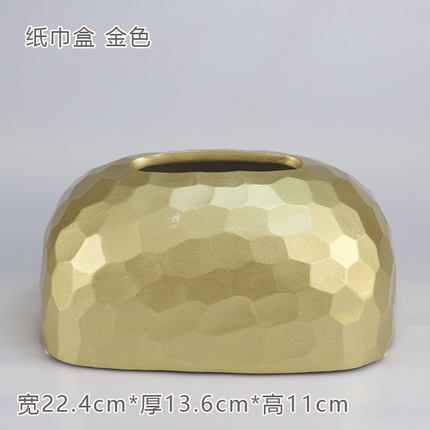 Boîte à mouchoirs en céramique dorée moderne, boîte de rangement pour serviettes en papier, décoration de bureau Simple pour maison salon Restaurant hôtel: A