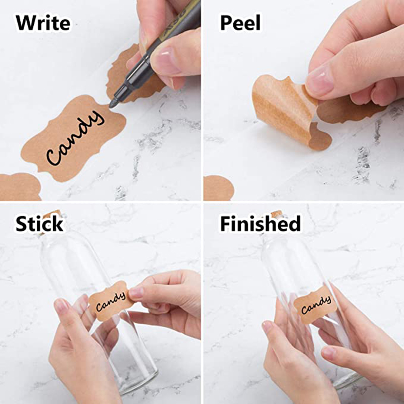 300PCS/roll Baking Packaging Sticker Label Kraft Stickers Paper Labels Glass Bottle Office Food Classification Kitchen Sticker